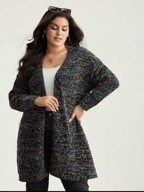 BloomChic Textured Open-Front Multicolor Cardigan size 1X (14-16)